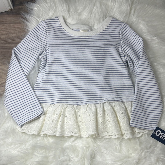 OshKosh B'gosh Blue and White Striped Long Sleeve Top - Picture 1 of 5